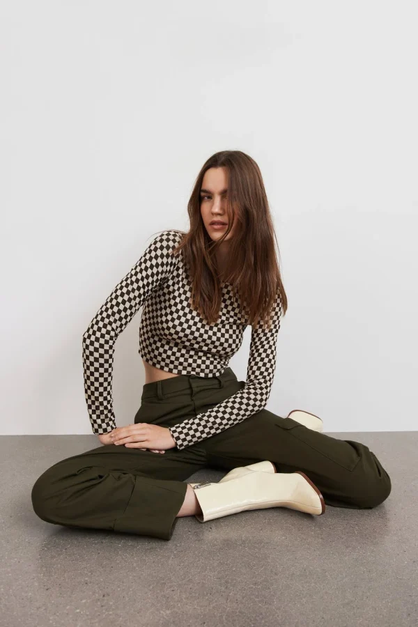 Gina Tricot Margie Top Browncheck soldes de Noël 1