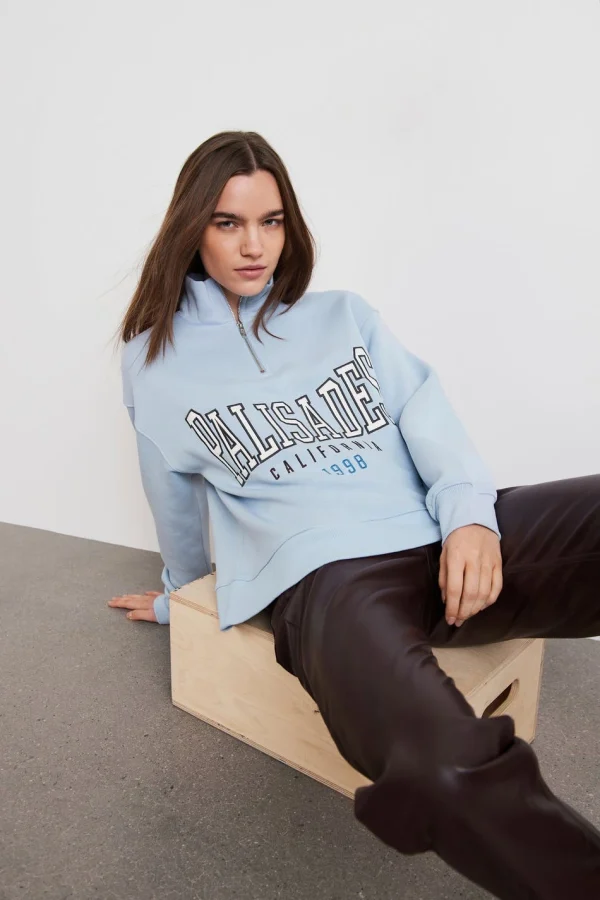 REMISE allant jusqu. Gina Tricot Mindy Zip Sweater Zen Blue 1