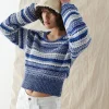 Gina Tricot Lena Knitted Sweater Blue Stripe marque pas cher 8