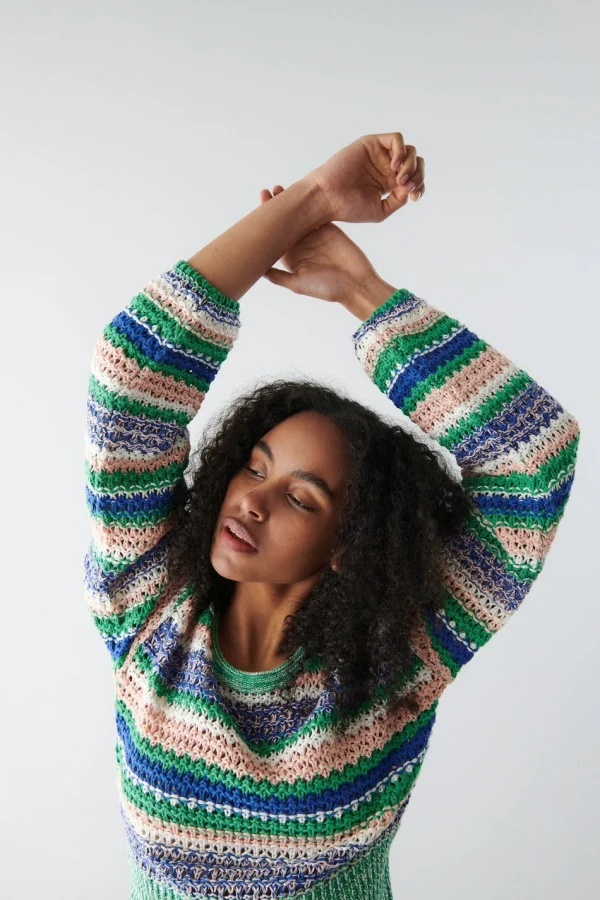 boutique en ligne france Gina Tricot Lena Knitted Sweater Multi Stripe 3