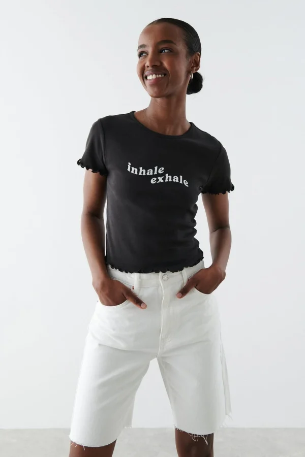 marque moins cher Gina Tricot Sandy Top Offblack/print 3
