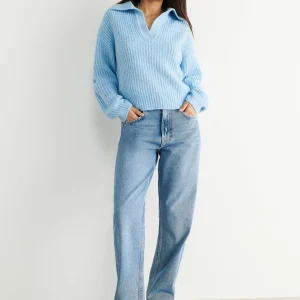 Gina Tricot Lottie Knitted Sweater Ice Blue officiel 6
