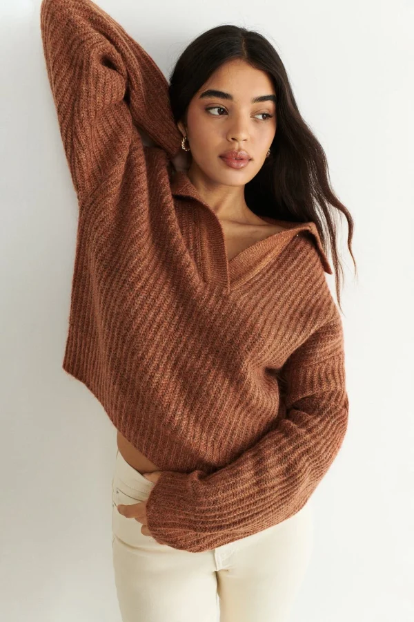 Gina Tricot Lottie Knitted Sweater Auburn site soldes 1