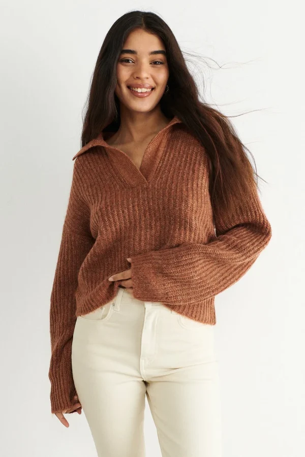 Gina Tricot Lottie Knitted Sweater Auburn site soldes 3