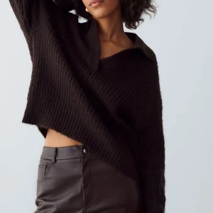Gina Tricot Lottie Knitted Sweater Black Coffee dernière tendance 6