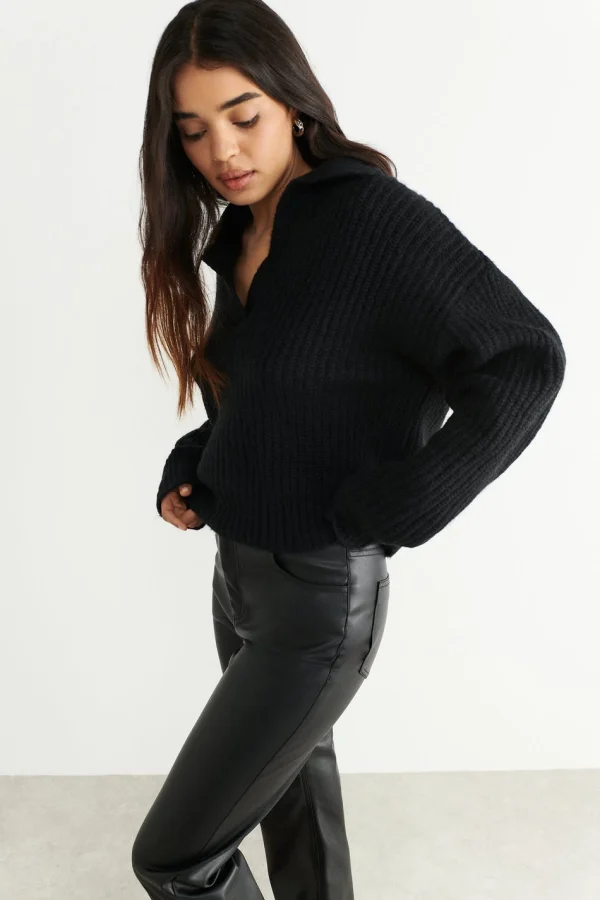 Gina Tricot Lottie Knitted Sweater Black en france 1