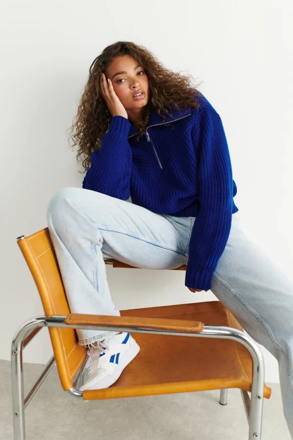 Gina Tricot Viviette Knitted Sweater Cobolt Blue soldes pas cher 1
