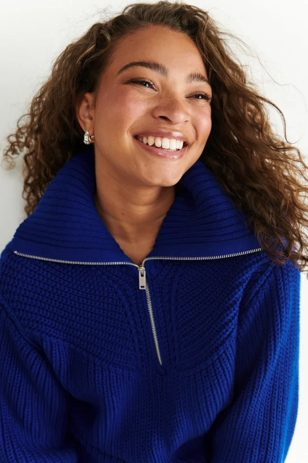 Gina Tricot Viviette Knitted Sweater Cobolt Blue soldes pas cher 3