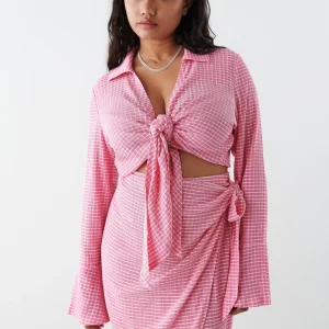 Gina Tricot Eve Top Pink Check magasin france 6