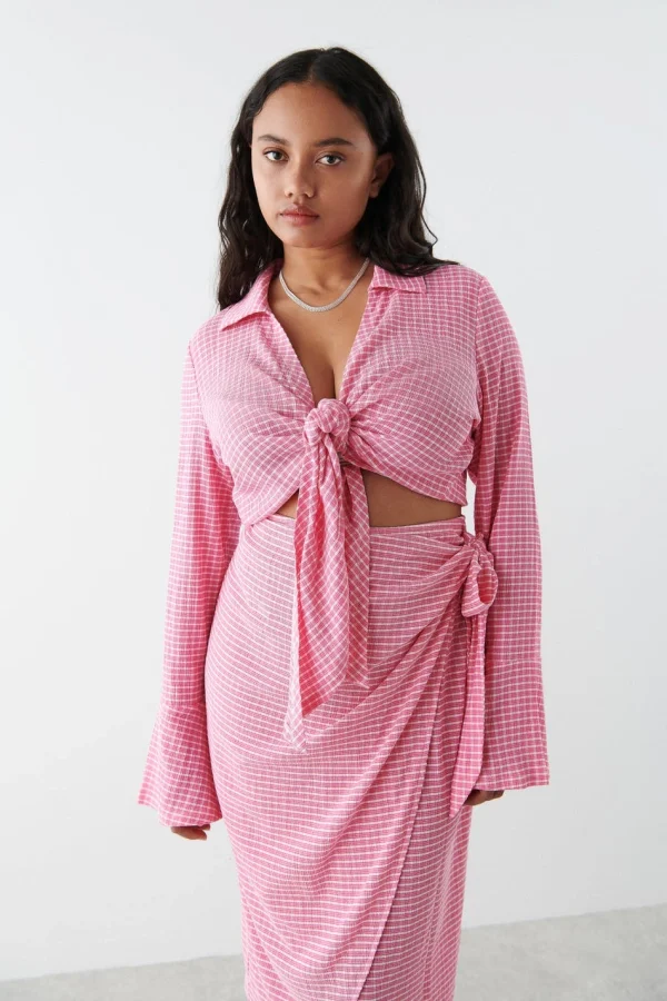 Gina Tricot Eve Top Pink Check magasin france 3