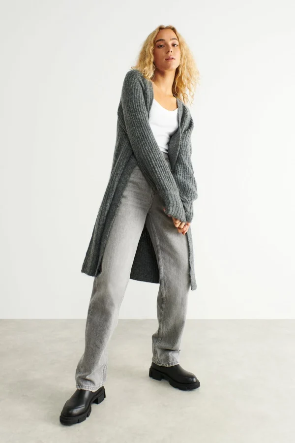 marque pas cher Gina Tricot Christina Knitted Cardigan Dk Grey Melange 1