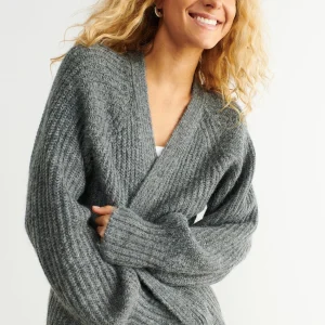 marque pas cher Gina Tricot Christina Knitted Cardigan Dk Grey Melange 6