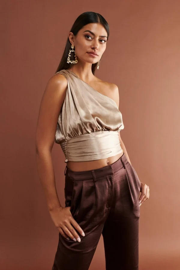 Gina Tricot Lucy One Shoulder Top Stucco marque pas cher 3