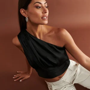 soldes luxe Gina Tricot Lucy One Shoulder Top Black 6