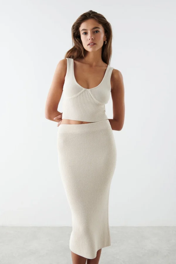 Gina Tricot Rita Knitted Top Warm White magasins pour 3