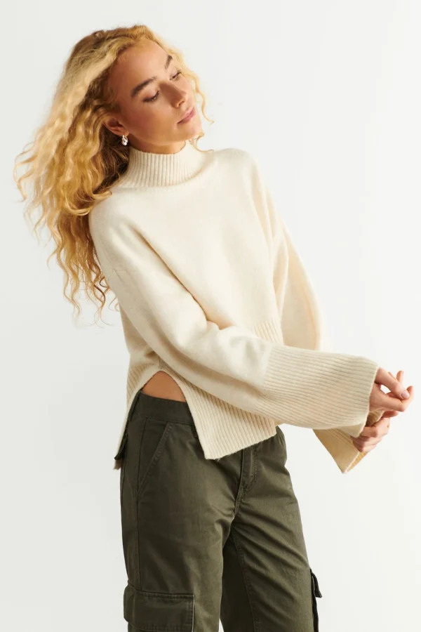Gina Tricot Lova Knitted Sweater Warm White magasin solde 1