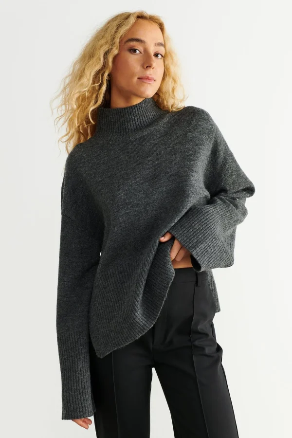 fashion pas cher Gina Tricot Lova Knitted Sweater Antracite Grey 1