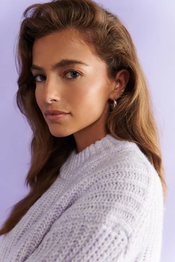 Gina Tricot Clara Knitted Sweater Lavender Fog mode 3