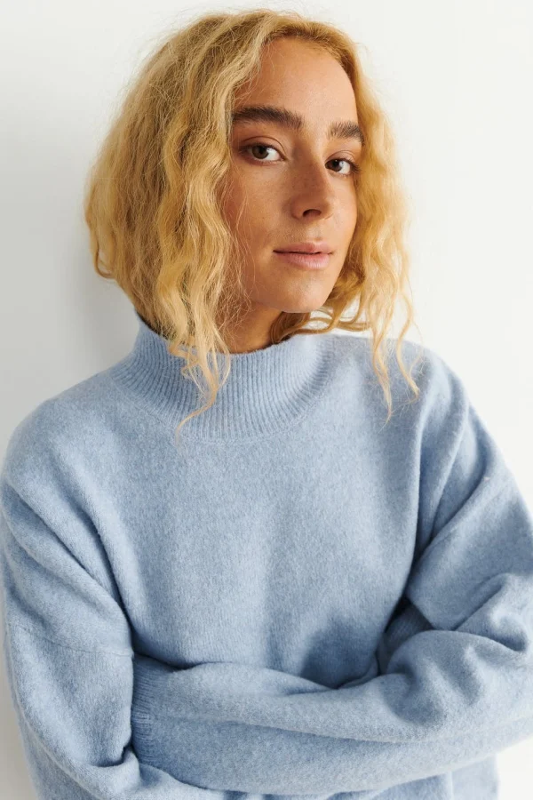 Gina Tricot Livia Knitted Sweater Zen Blue boutiqued en ligne 3