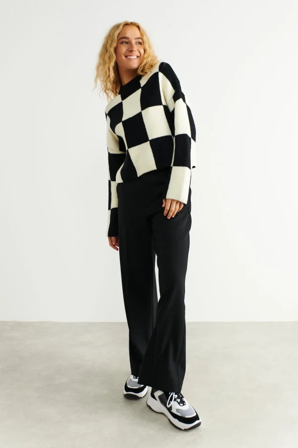 magasin Gina Tricot Faye Knitted Sweater Black/white 3