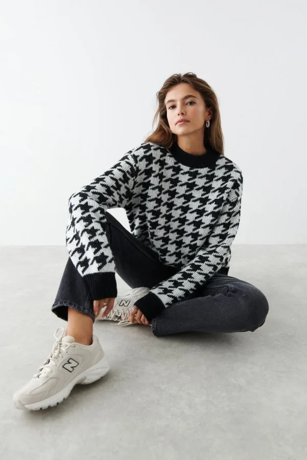 Gina Tricot Lina Knitted Sweater Dogtooth styles dernier cri 1