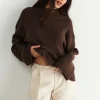 grande surprise Gina Tricot Tindra Knitted Sweater Brown Melange 8