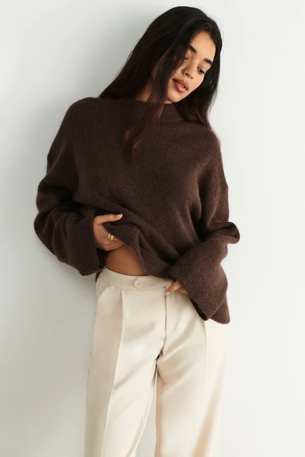 grande surprise Gina Tricot Tindra Knitted Sweater Brown Melange 1