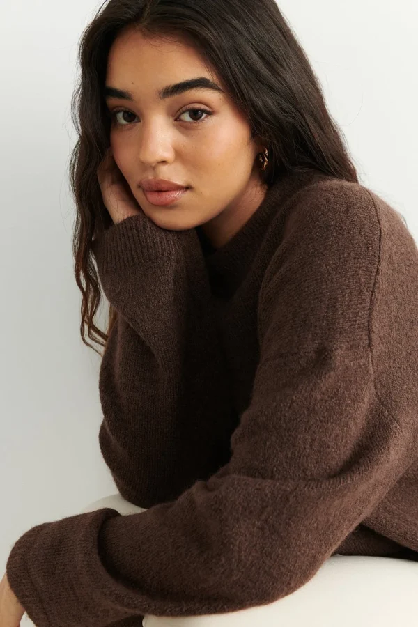 grande surprise Gina Tricot Tindra Knitted Sweater Brown Melange 3