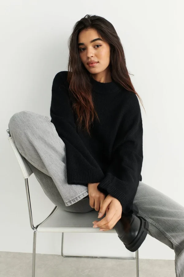 Gina Tricot Tindra Knitted Sweater Black se précipiter pour acheter 1