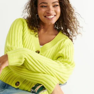 Gina Tricot Leonela Knitted Cardigan Lime Green belle 6