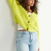 Gina Tricot Leonela Knitted Cardigan Lime Green belle 10