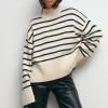 en ligne Gina Tricot Tyra Knitted Sweater Offwhite/black 8