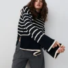 Gina Tricot Tyra Knitted Sweater Black/stripe Promotio de vente 10