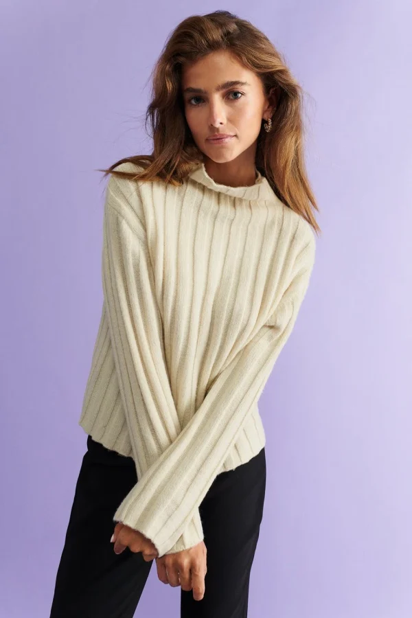 achat Gina Tricot Hanni Knitted Sweater Almond Milk 1