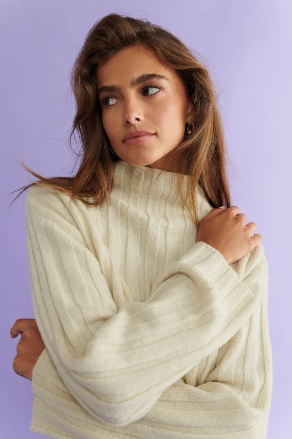 achat Gina Tricot Hanni Knitted Sweater Almond Milk 3