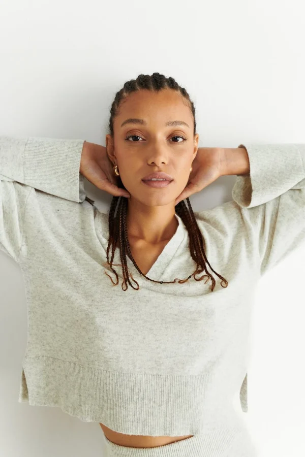 Gina Tricot Melia Homewear Sweater Lt Grey Melange beauté 1