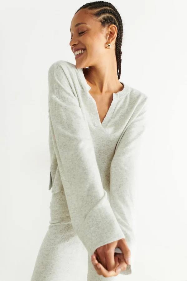 Gina Tricot Melia Homewear Sweater Lt Grey Melange beauté 3