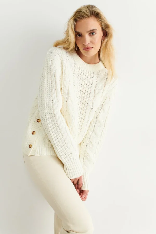 à prix imbattables Gina Tricot Nicki Knitted Sweater Offwhite 1