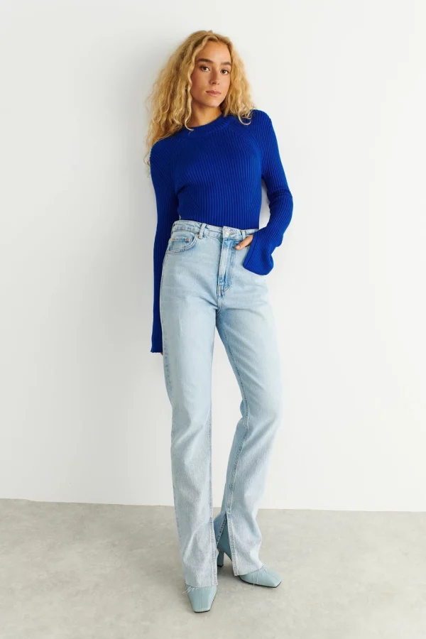 Gina Tricot Hedvig Knitted Sweater Cobolt Blue en vente 3