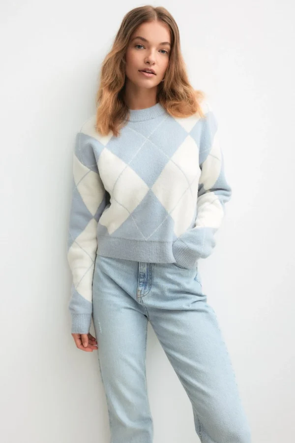 Gina Tricot Matilda Knitted Sweater Zen Blue france 1