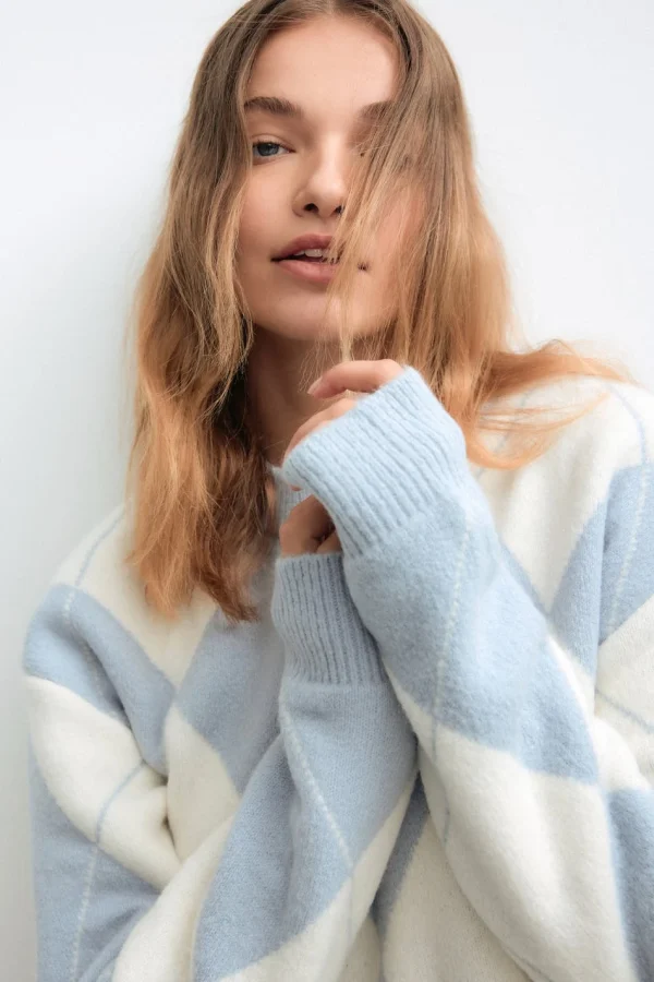 Gina Tricot Matilda Knitted Sweater Zen Blue france 3