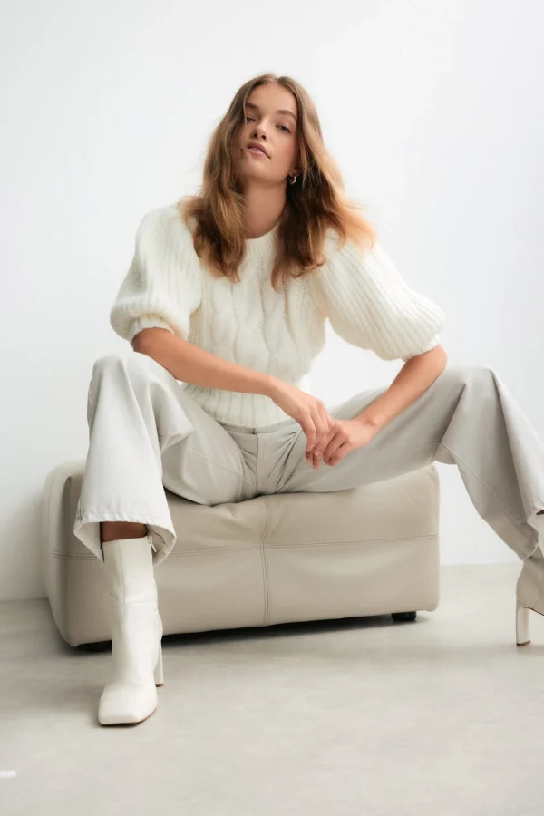 Gina Tricot Theresa Knitted Sweater Offwhite aux meilleurs prix 1