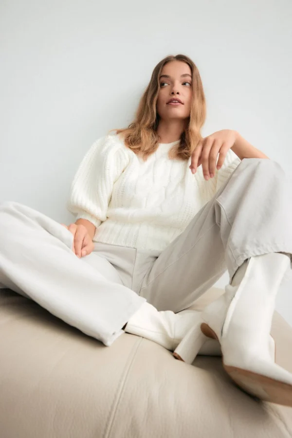 Gina Tricot Theresa Knitted Sweater Offwhite aux meilleurs prix 3