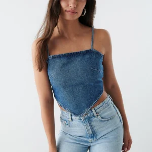 Gina Tricot Scarf Denim Top Mid Blue en ligne vente 6