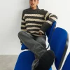 Gina Tricot Jasmina Knitted Sweater Grey/white grand choix 10