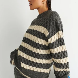 Gina Tricot Jasmina Knitted Sweater Grey/white grand choix 6