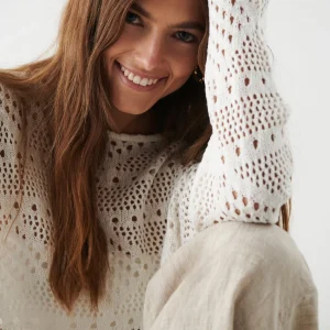 meilleur cadeau Gina Tricot Hedda Crochet Sweater Offwhite 6