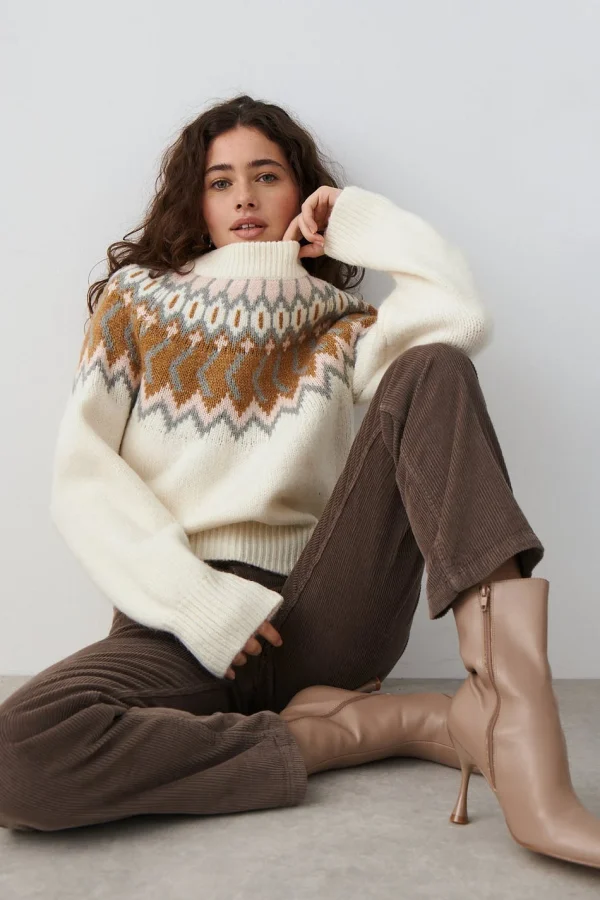 Gina Tricot Armina Knitted Sweater Offwhite grand choix 1