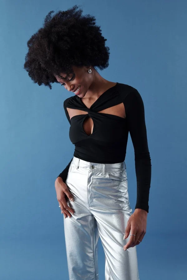 Gina Tricot Twisted Top Black SOLDES TOUT À 1