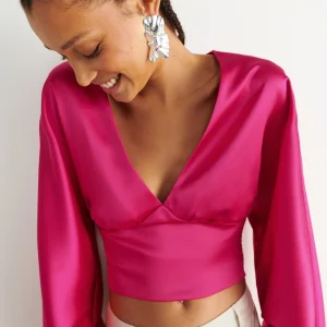 boutique en ligne france Gina Tricot Julie Satin Blouse Rasberry 6